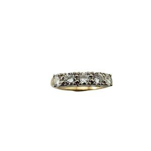 14 Karat Yellow and White Gold Diamond Wedding Band Ring Size 6.25 #10069